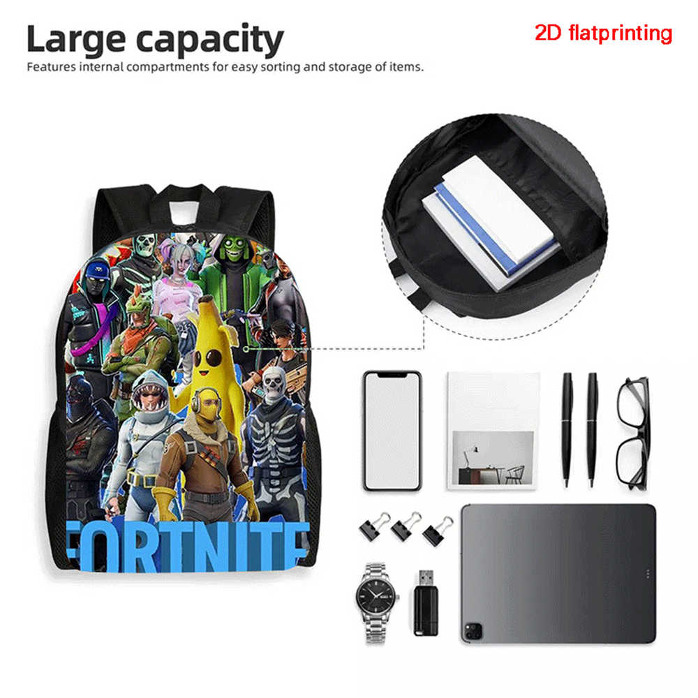 Fortnite 2-Piece Set Backpack Pencil Case Unisex Large Capacity Cartoon Schoolbag Kids Boys Girls Gift Ages 5-8