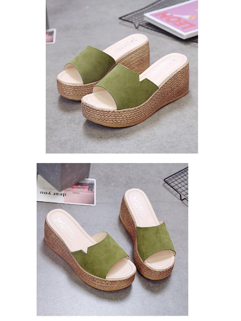 Women's 2019 Korean-Style Summer Platform Wedge Sandals - Thick Sole One-Strap Slippers