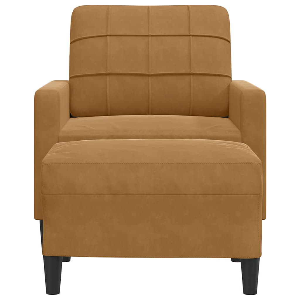 Armchair with Footstool Brown 60 cm Velvet