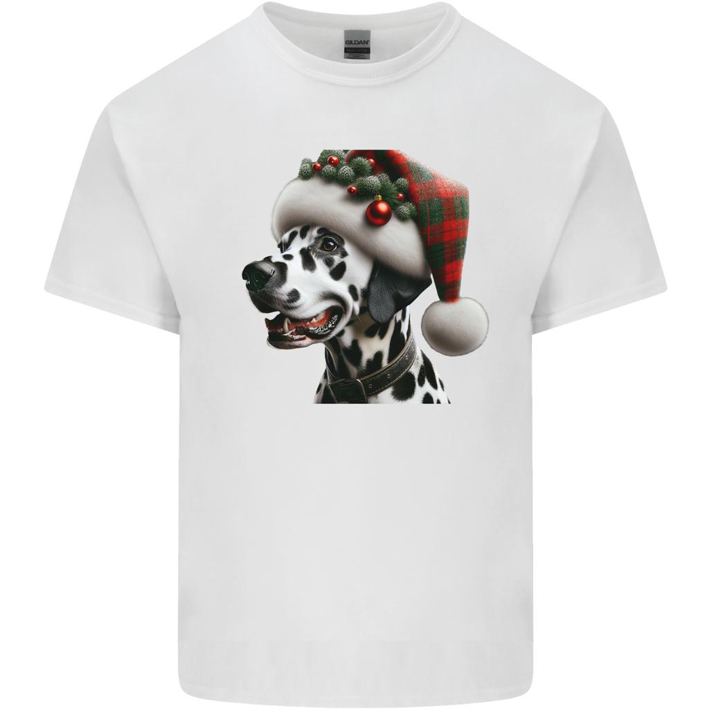 Christmas Dalmatian Dog Wearing a Xmas Hat Unisexs Light Cotton TShirt