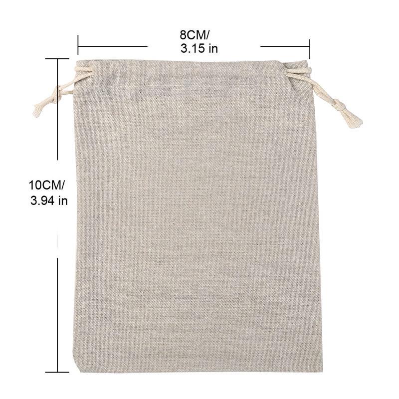 Breathable Cotton Linen Drawstring Bag for Food Storage - Plain Canvas Cloth