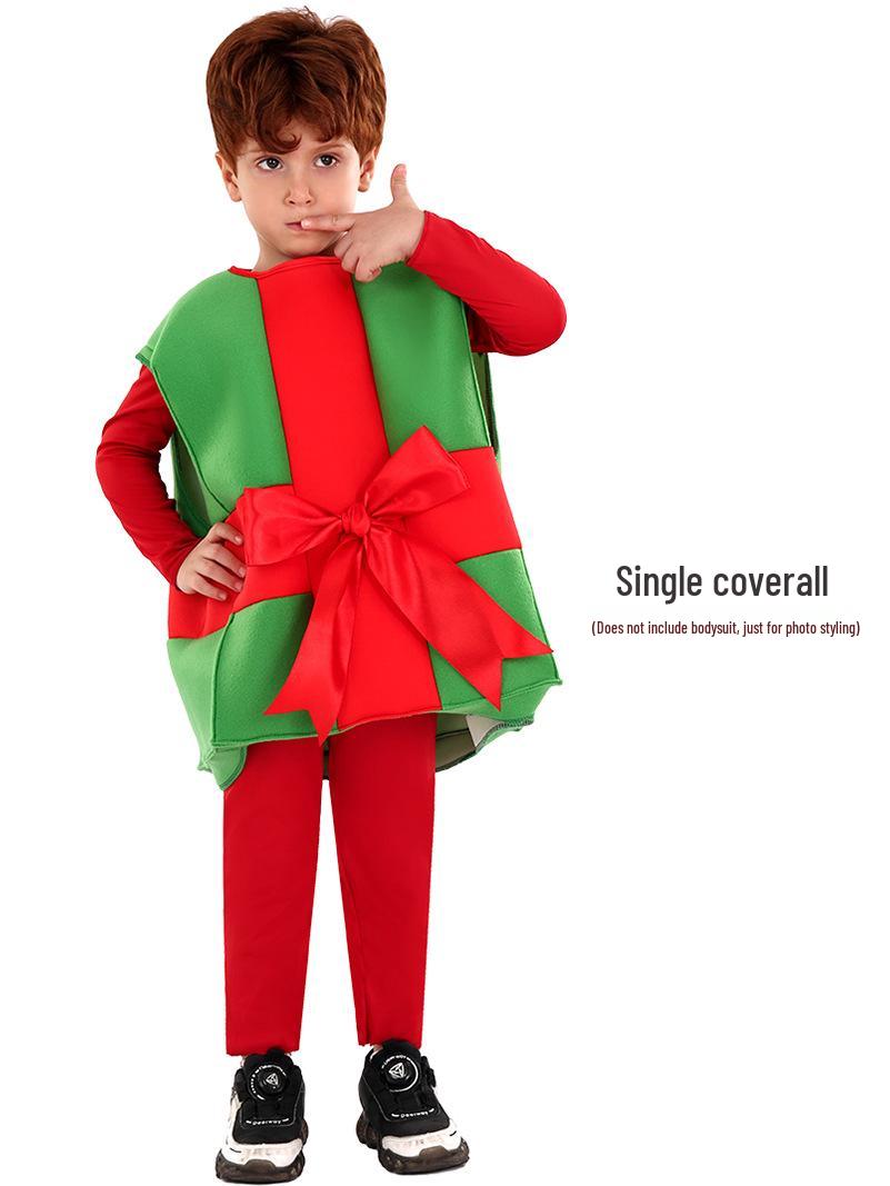 

Дитячий костюм Санта Клауса для різдвяного виступу – Подарункова коробка, святковий костюм для вечірки L-XL