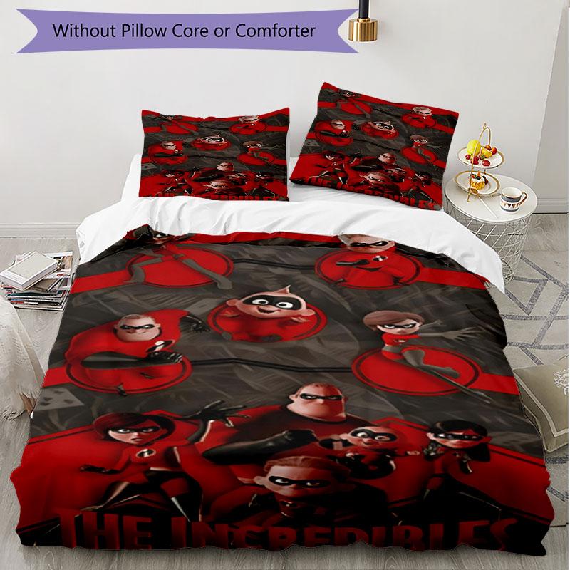 3pcs Duvet Cover Set (1*Duvet Cover + 2*Pillowcase, Without Core), Incredibles Print Soft All‑Season Bedding Set, Home Bedroom Decor Gift