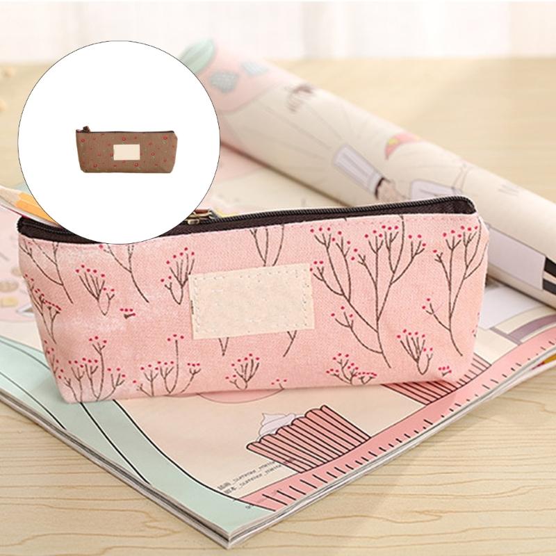 Student Pencil Bag Canvas Pencil Case Floral Pen Bag Pencil Box For Organizing School Supplies