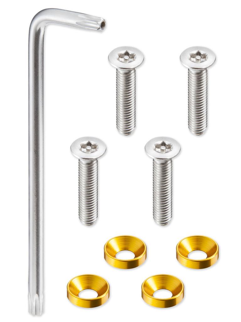 Freate License Plate Bolt License Frame Anti-Theft Screws M6 (Gold, 25mm Screws)