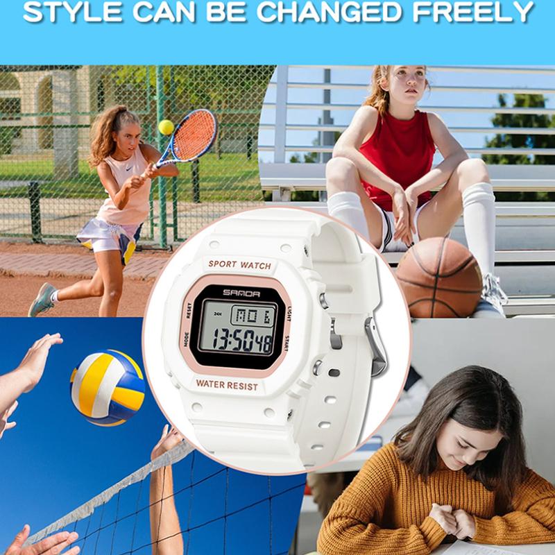 SANDA Square Electronic Watch Colourful Creative Personality Candy Colour Waterproof Alarm Clock Electronic Watch