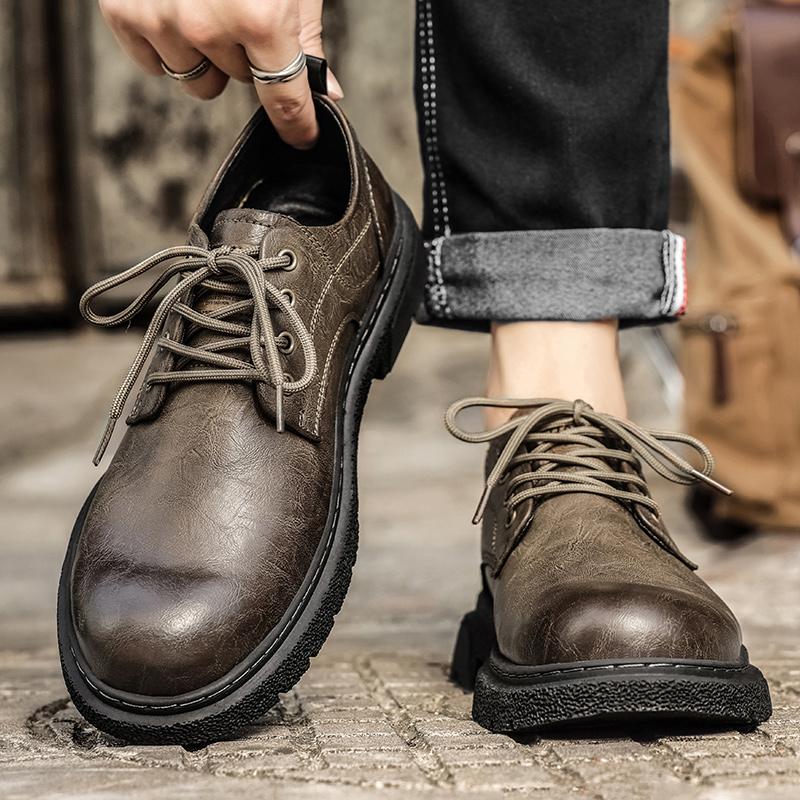 Handmade High Quality Genuine Leather Casual Shoes for Men Lace Up Outdoor Oxford Jogging Shoes Men Outdoor Daily Commute Shoes