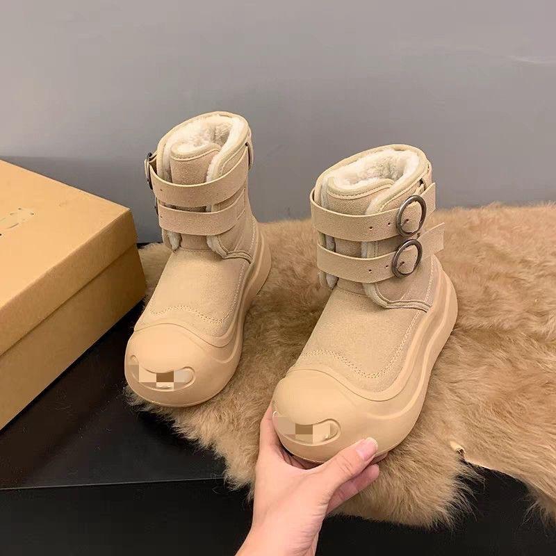 Thick-soled snow boots women's new winter big-headed cotton boots warm, piled, thickened and heightened snow cotton shoes