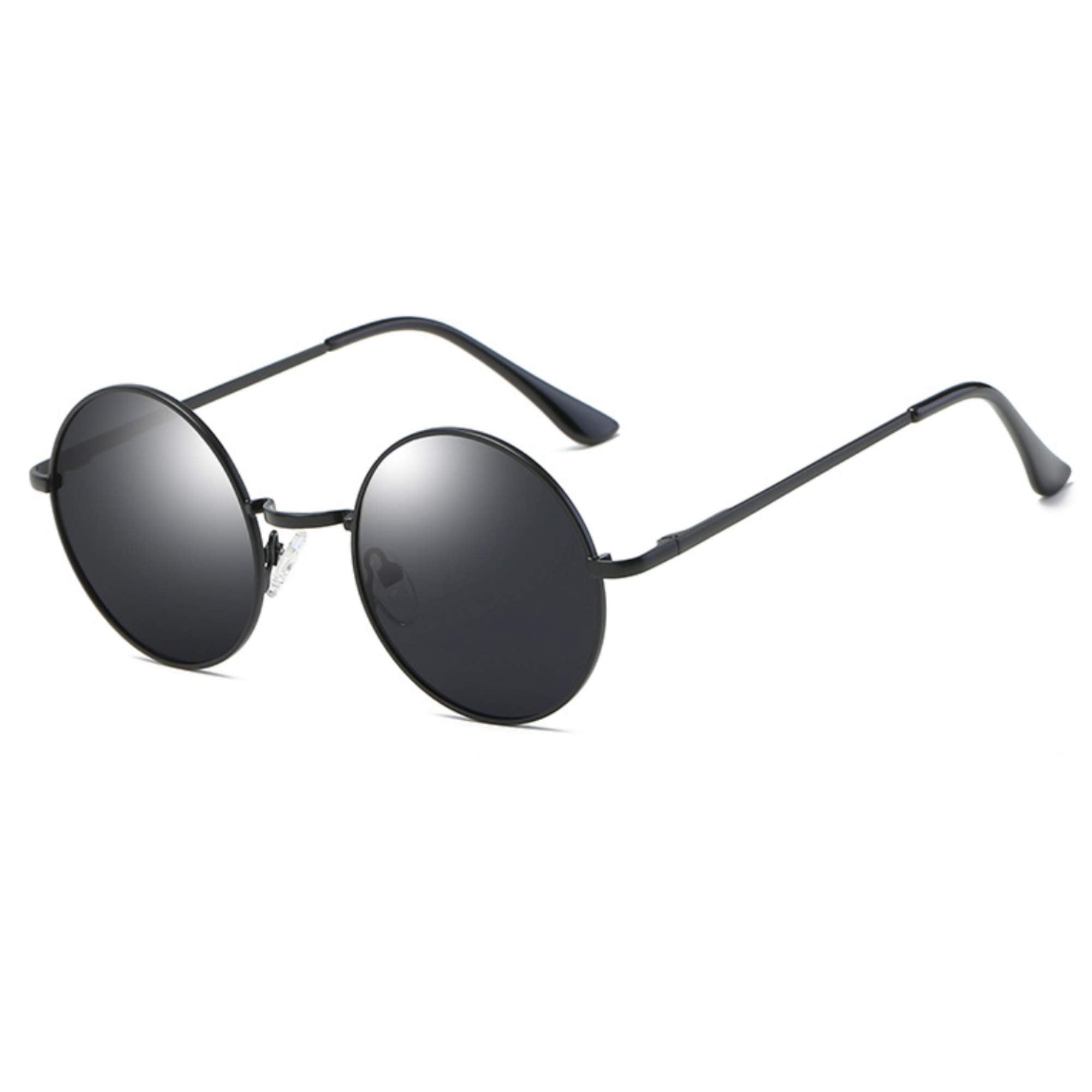 

Polarized Round Sunglasses Round Sunglasses Round Fashion Round Glasses UV Protection Lightweight Black Black Free Size [Glasses Trust] (Polarized &