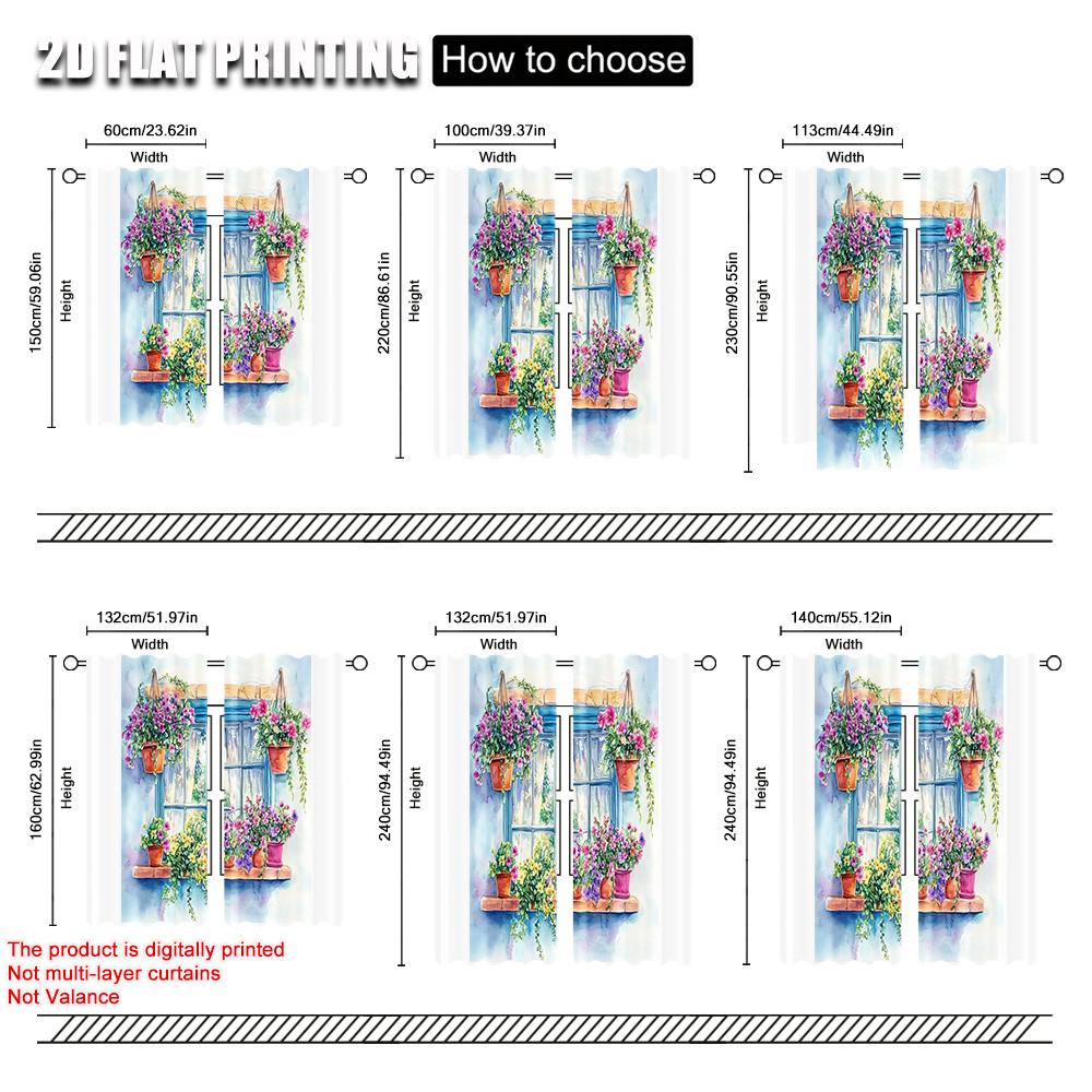 2pcs, Popular Curtain Panels 2D print Floral Window1 Polyester Easy Install (without rod) Stuff Clearance for Living Room &