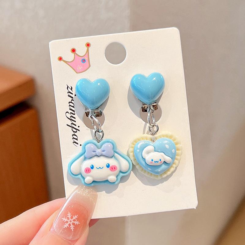 Children'S Ear-Free Ear Clips, Cute Girls' Pain-Free Earrings, Earrings, Cartoon Cartoon Girl Earrings, Jewelry.