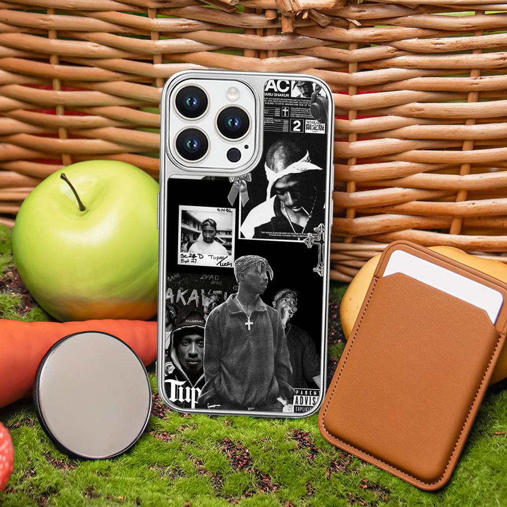 

2 Pac Tupac Amaru Shakur poster Phone Case for iPhone 16 15 14 13 12 11 Pro Max Sheepskin Silver-edged protective case iPhone 14 Pro