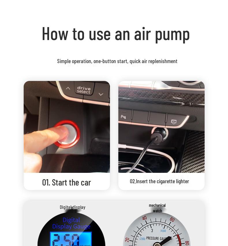 Portable 12V Electric Dual Cylinder Car Tire Inflator Pump