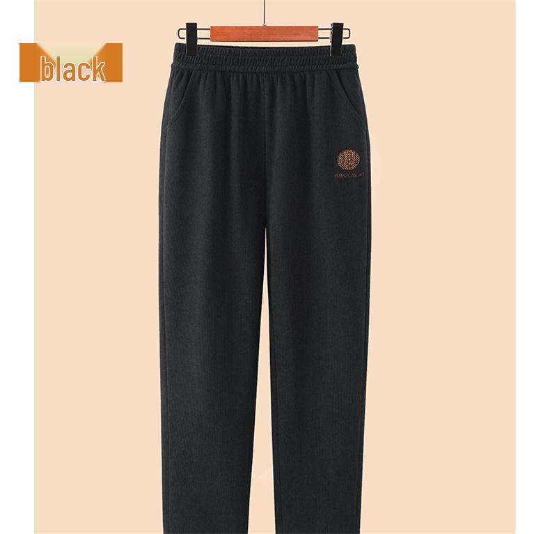 Thick Fleece-Lined Lambswool Pants for Seniors – Warm Cotton, Plus Size, Ideal for Moms and Grandmothers.
