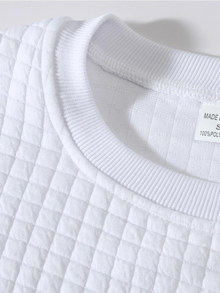 Autumn Winter Men's Sweatshirt Slim Round Collar Long Sleeve Square Plaid Personality Wind Casual Sweatshirt Men Moisture Wicking Breathable Tops