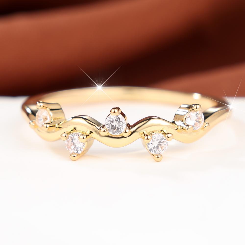 Charming Three Colors Available Wave Zircon Band Ring for Women Daily Wear and Party