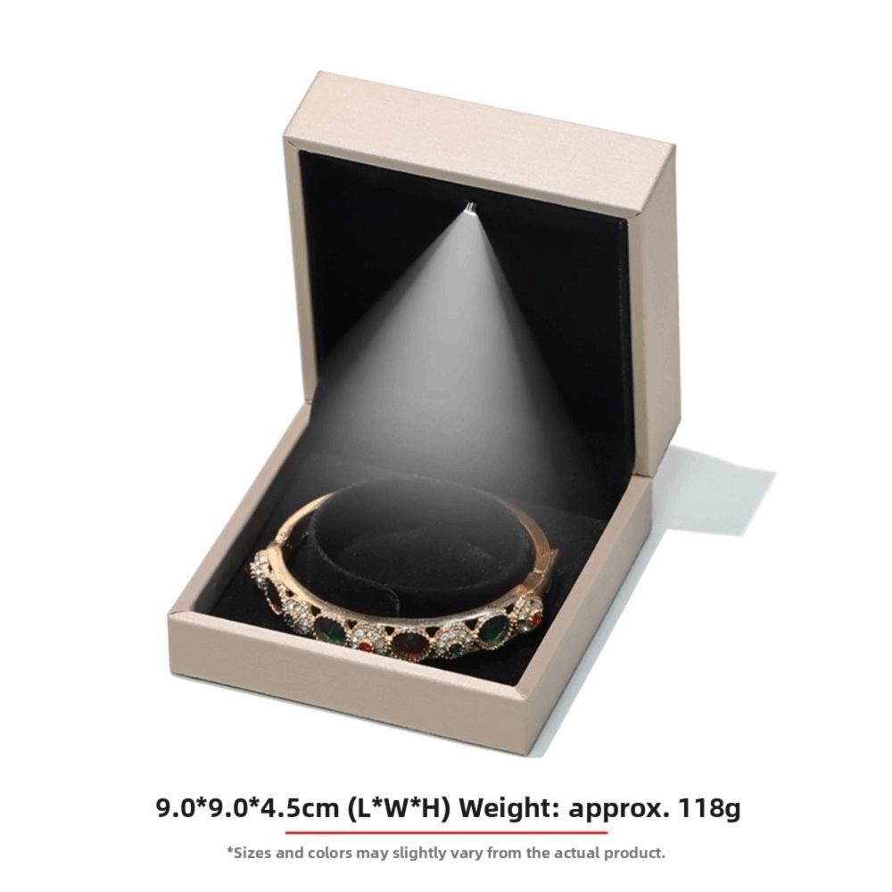 LED Light Jewelry Display Storage Box PU Leather Bracelet Ring Necklace Organizer  Wedding Gift