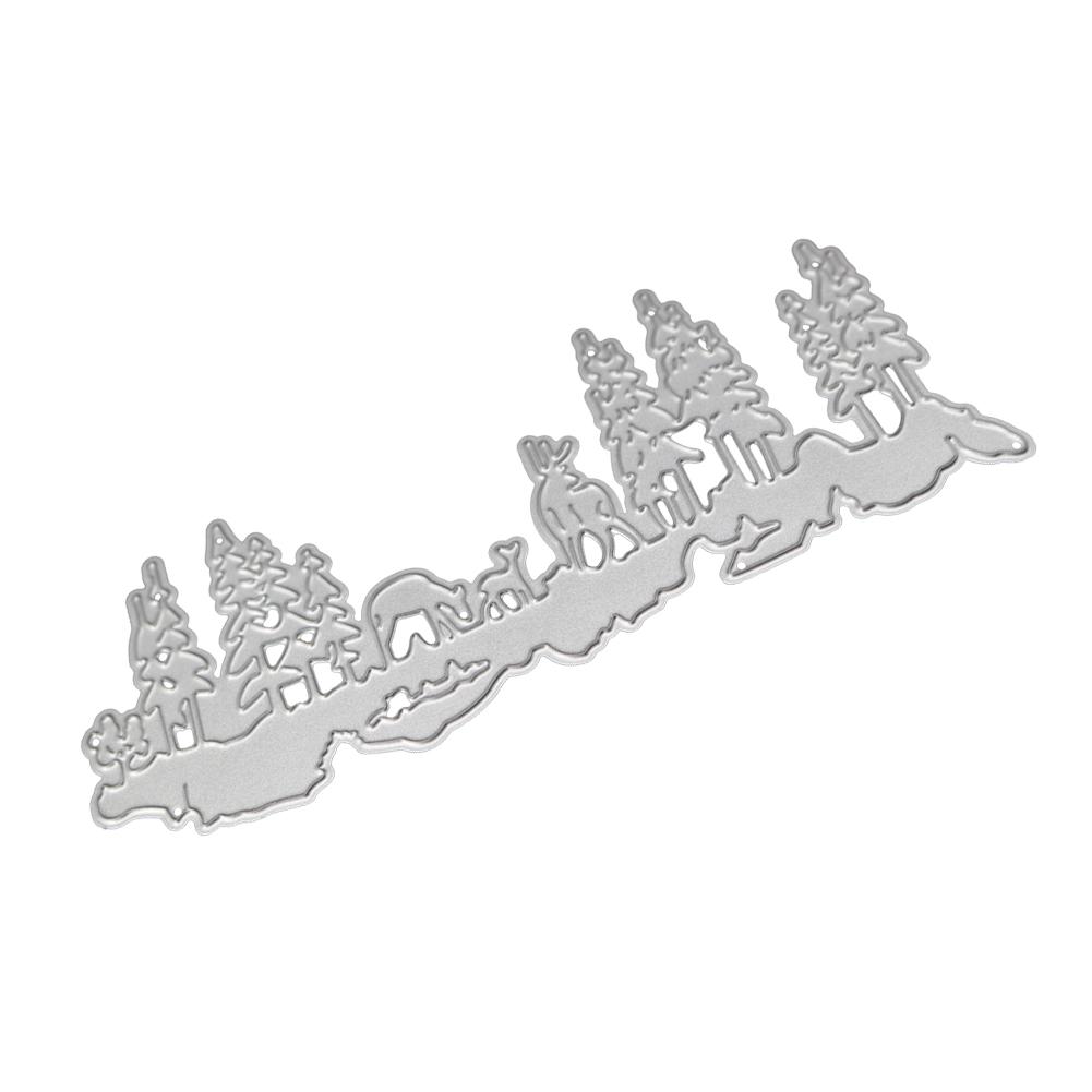Reflection of Forest Animals Frame Metal Silvery Stencil Embossing Cutting Dies For Diy Scrapbooking Paper Album Cards Making