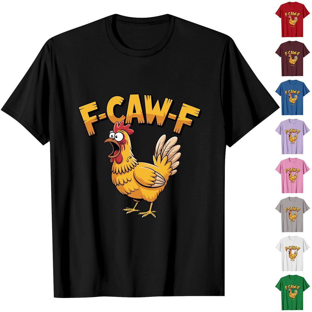 F-CAW-F Women's Casual Letter Print Short-sleeved Top T-shirt