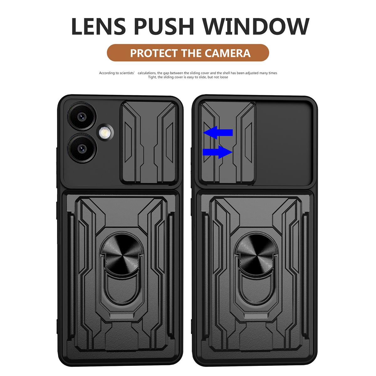 

For Samsung Galaxy A06 4G Case PC+TPU Kickstand Phone Back Cover with Camera Slider Royal Blue
