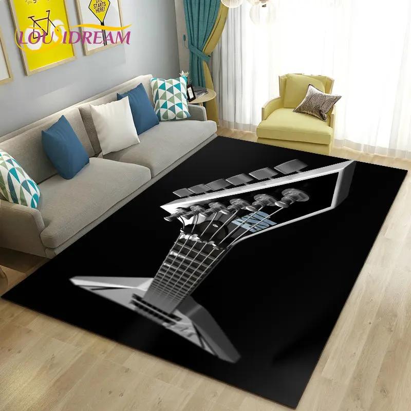 Classical Guitar Electric Guitar Area Rug Large,Carpet Rug for Living Room Bedroom Sofa Doormat Decoration, Non-slip Floor Mat