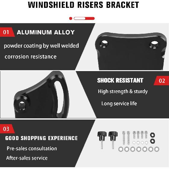 CHIFUN Windscreen Windshield Risers Adjusters for KLR650 KLR 650 2022-2025 CNC Aluminum Adjustable Motorcycle Windshield Mount Bracket Compatible