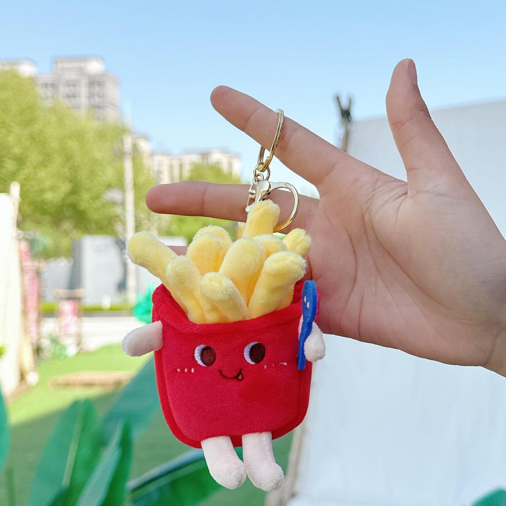 Cute Plush Hamburger, Hot Dog, Chicken Leg & Fries Doll - Schoolbag Decoration & Claw Machine Toy.