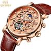 KINYUED J026 Man Automatic Watch Leather Band Waterproof Big Dials Decoration Casual Reloj Business Men Mechanical Watches