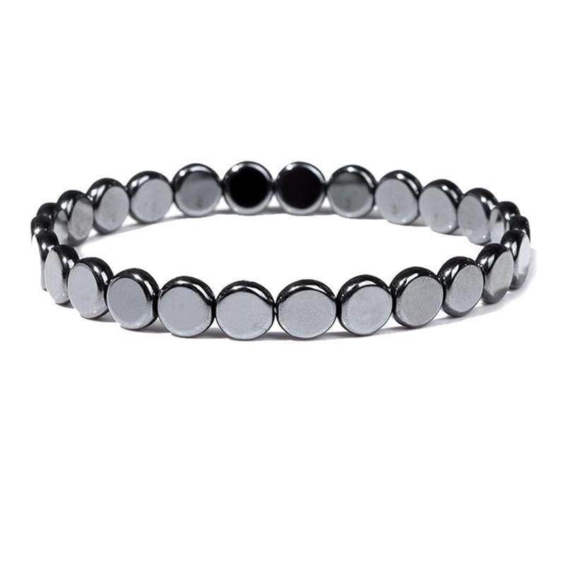 Schwarzes Hämatit Quadrat Perlen Stretch Armband Elastisch Perlen Unisex Minimalistisch