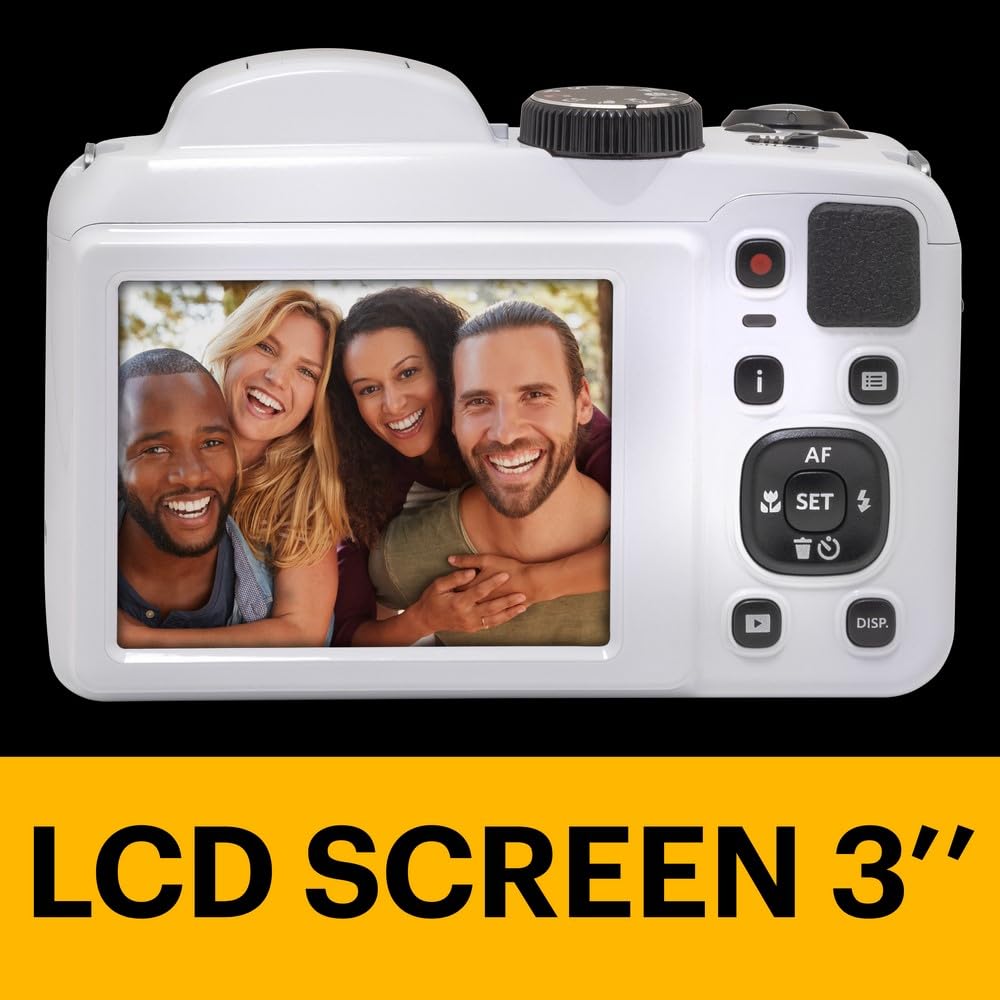 KODAK PIXPRO Astro Zoom 16MP Digitalkamera, 25-fach optischer Zoom, 24 mm Weitwinkel, 1080P Full HD-Video, LCD AZ255-WH 3 Zoll (Weiß)