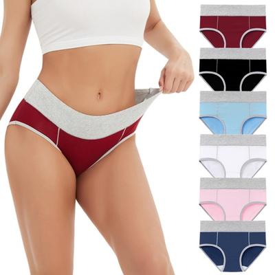 Women Plug Size Briefs High Waist Patchwork Color Breathable Panties Thicken Hip Lifting Soft Underpants