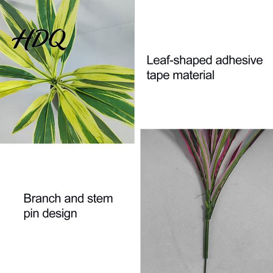 Pink And Purple Faux Flowers Large Realistic Artificial Fern Dragon's Blood Tree Plants with Green Foliage UV-resistant Ferns UV Resistant