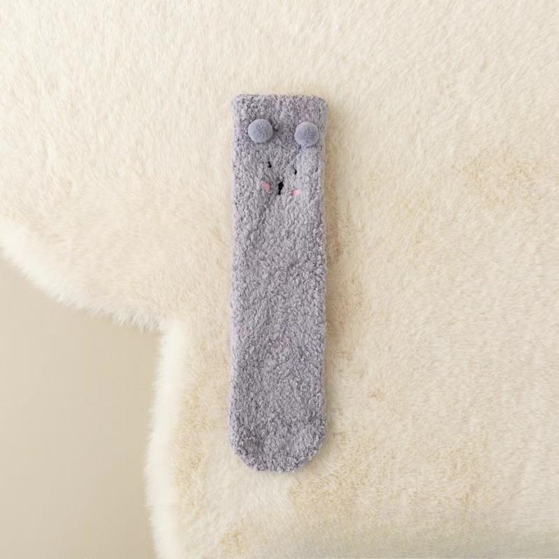 Female Winter Thick and Warm Velvet Coral Velvet Solid Color Home with Yuezi Stockings