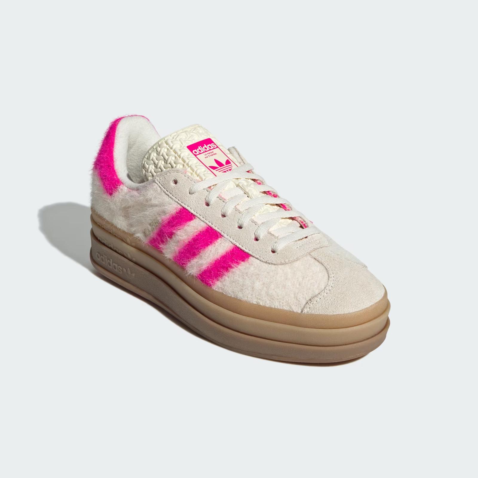JS3908 adidas Originals Gazelle Bold Кремово-белый Шокирующий розовый Золотой (Женский) 6W