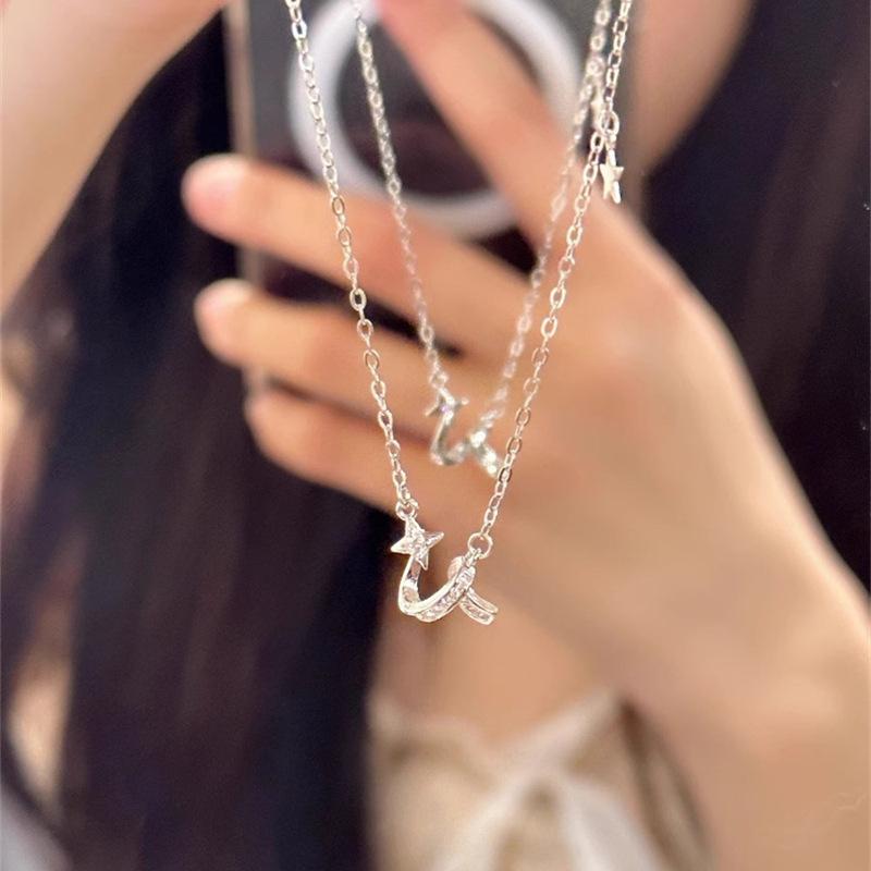 Fairy Meteor Zircon Necklace S925 Silver Neck Chain Does Not Fade Collarbone Chain Tide