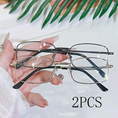 1/2PCS Luxury Metal Square Myopia Glasses Anti Blue Light Near Sight Eyewear Ultralight Trendy for Women Men