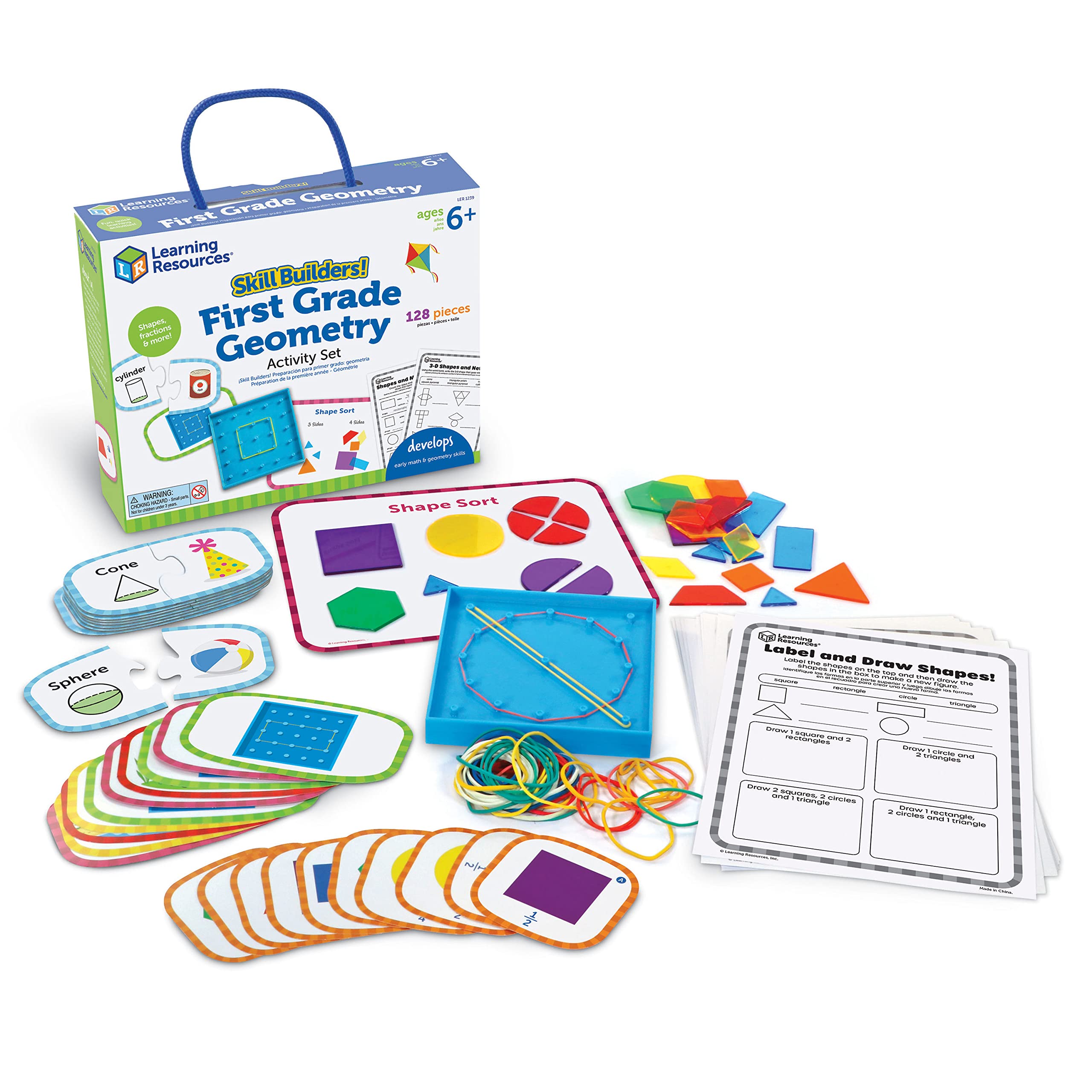 

Learning Resources Skill Builders First Grade Geometry Activity Set, Math Teaching Materials, Math Toys, Shapes, Fractions, LER1239, Authentic