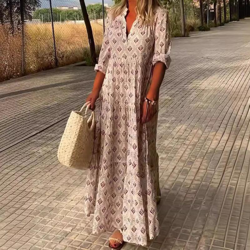 

Bohemian Dress V-neck Thin Versatile Dress 5XL сірий