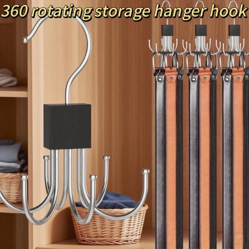 Multifunctional Multi-claw Hook 360° Rotatable Anti-rust Bag Belt Wooden Storage Rack for Bras Ties Scarves Household Closet