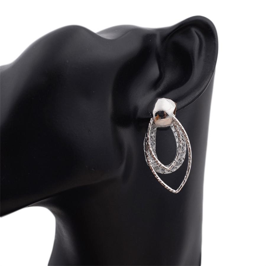 Trend Wire Mesh Droplets Rhinestone Drop Earrings for Women Exquisite Geometry Gold Color Jewelry