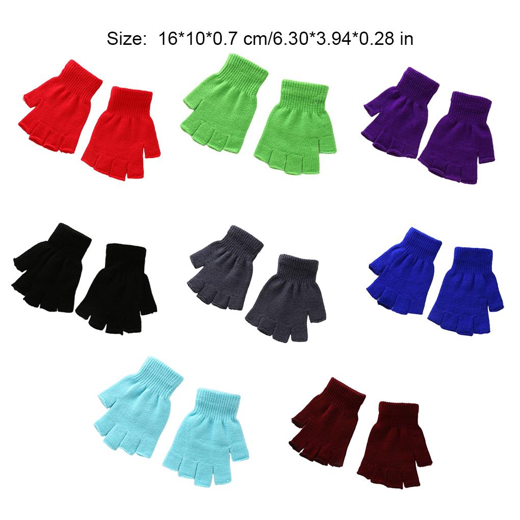 1 Pair Knitted Half Fingertip Gloves Unisex Stretch Elastic Fingerless Mittens Road Cycling Riding Biking Warm Women Men