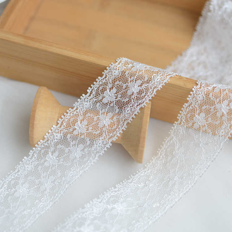 10Meters/lot 3.5cm Wide White Double-sided Polyester Non Elastic Lace DIY Handmade Hair Accessory Clothing Decoration Accessories