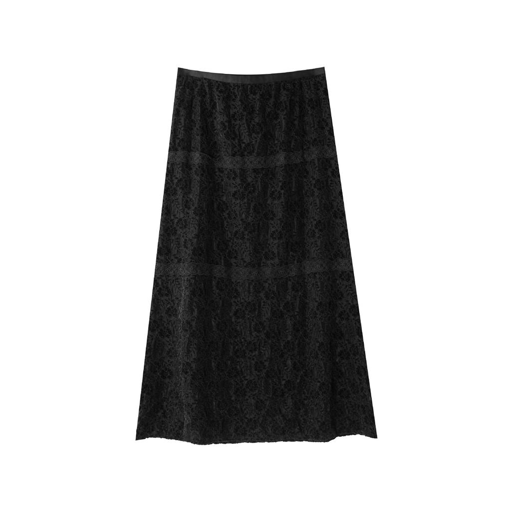 Moonlight Lover French Retro Velvet Lace Layered Women's Winter Skirt N859C