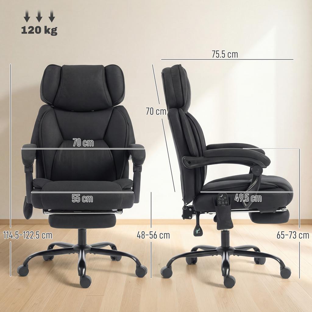 High Back Vibration Massage Office Chair Heated Reclining Computer Chair W/ Adjustable Height, Swivel Wheels, Black
