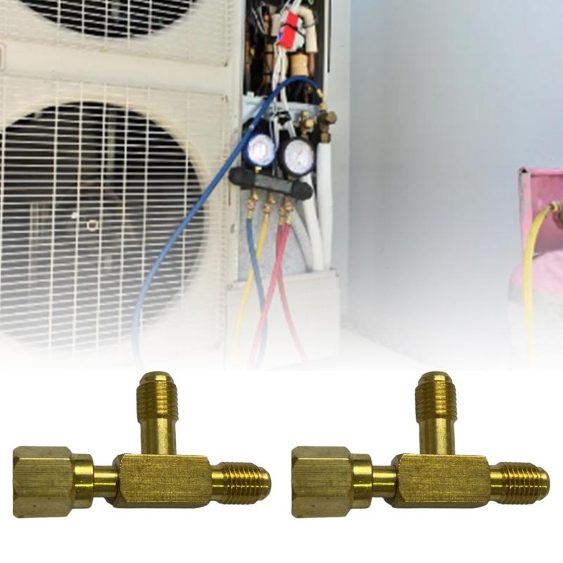 Heavy Duty Brass T Type Adapter With 1/4 External Thread SAE External Thread For Refrigeration Easy Installation