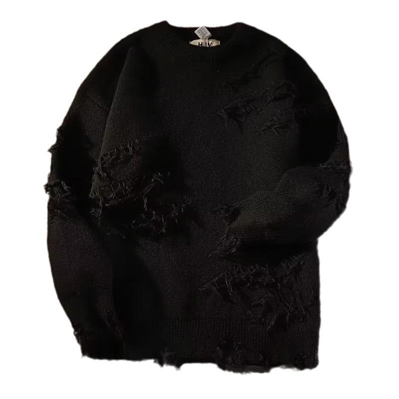 Amerikanischer Retro High Street Lochpullover: Unisex Herbst/Winter Lazy Style Nischendesign