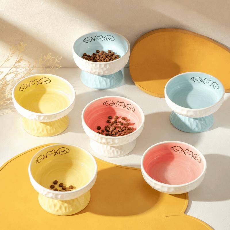Ceramic Elevated Cat Bowl Anti-Vomiting Cute Pet Food Water Bowl Stable Large Caliber Pet Food Dispenser Dog Accessories