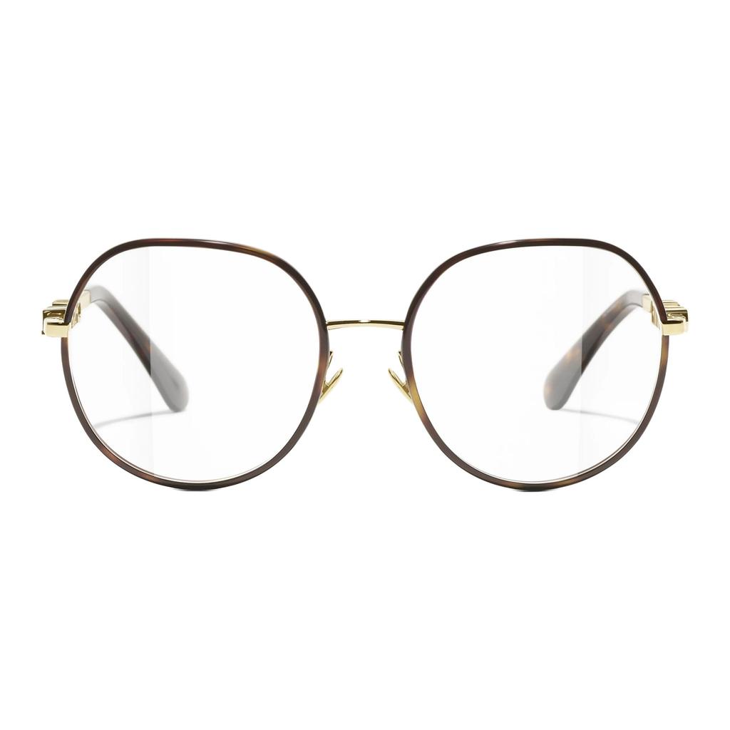 Chanel Logo Metal Alloy Round Optical Glasses Unisex glasses Brown CH2213C429