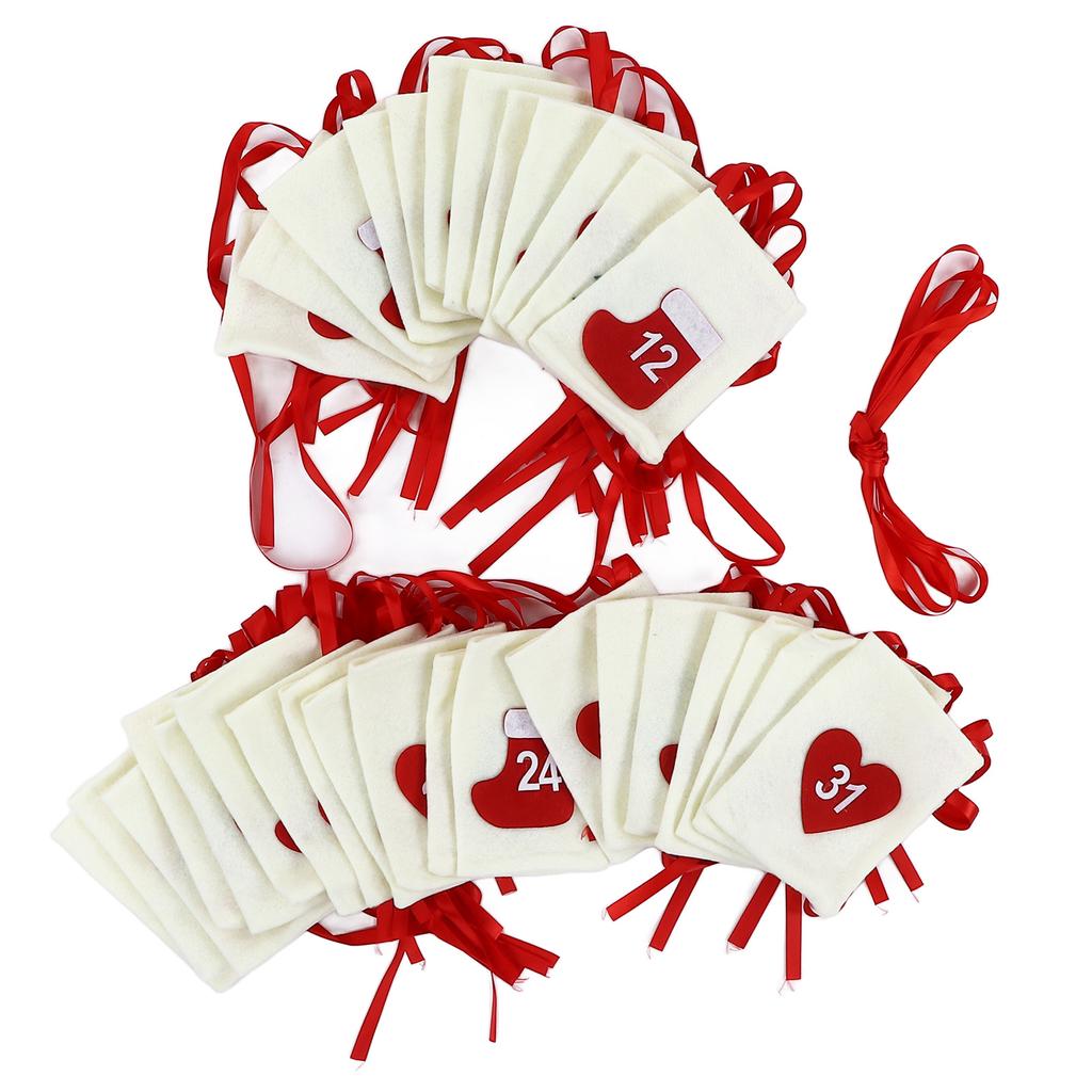 Christmas Advent Calendar Bags 31 Days Hanging Countdown Felt Gift Pockets for Party Festival Decoration