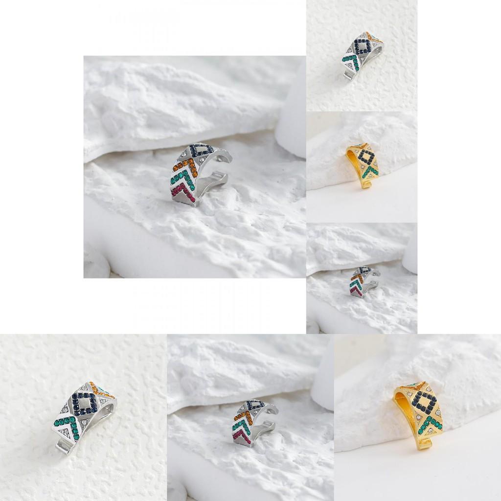 Elegant Alloy Gemstone Ear Cuffs For Women Fashionable Geometric Design